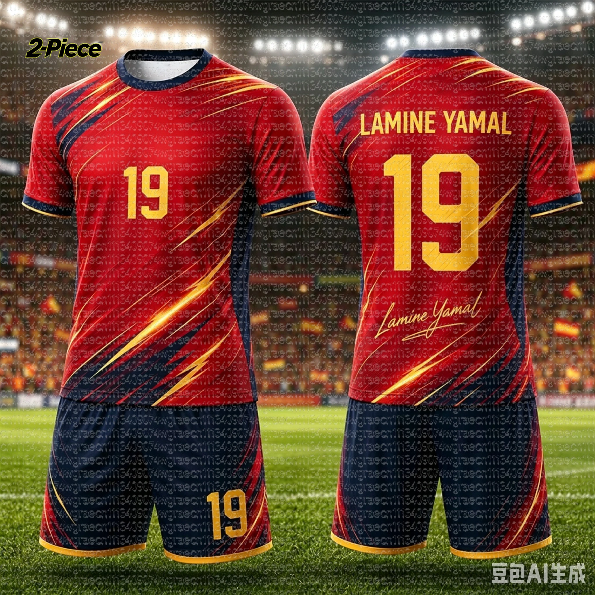 2026 Neues Spezial-Yamal Nr.19 Fan-Fußballtrikot-Set mit Shorts für Damen, Herren und Kinder – Spanien-Fanshirt und Shorts, 2-teiliges Sommer-Set – Detail 6