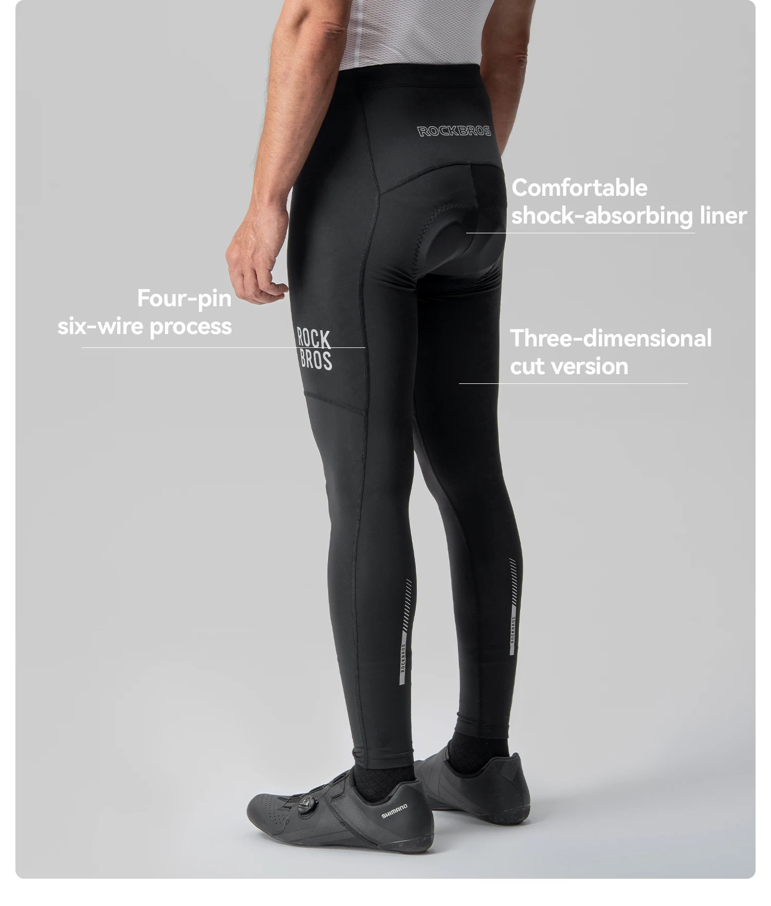 ROCKBROS Sommer-Radhose mit Stoßdämpfung, bequeme Radhose mit Polsterung, hohe Elastizität, atmungsaktiv, schnelltrocknend. – Detail 5