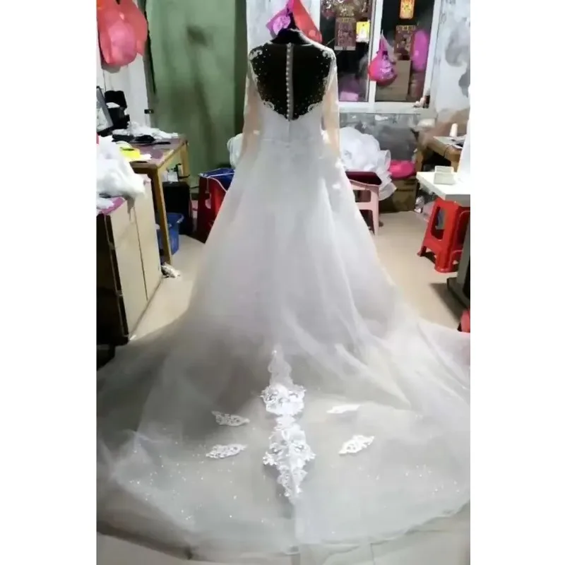 Customized Custom Made African Beaded Lace Mermaid Wedding Dresses Detachable Train Elegant Zipper Back Fish Tail Bridal Gowns