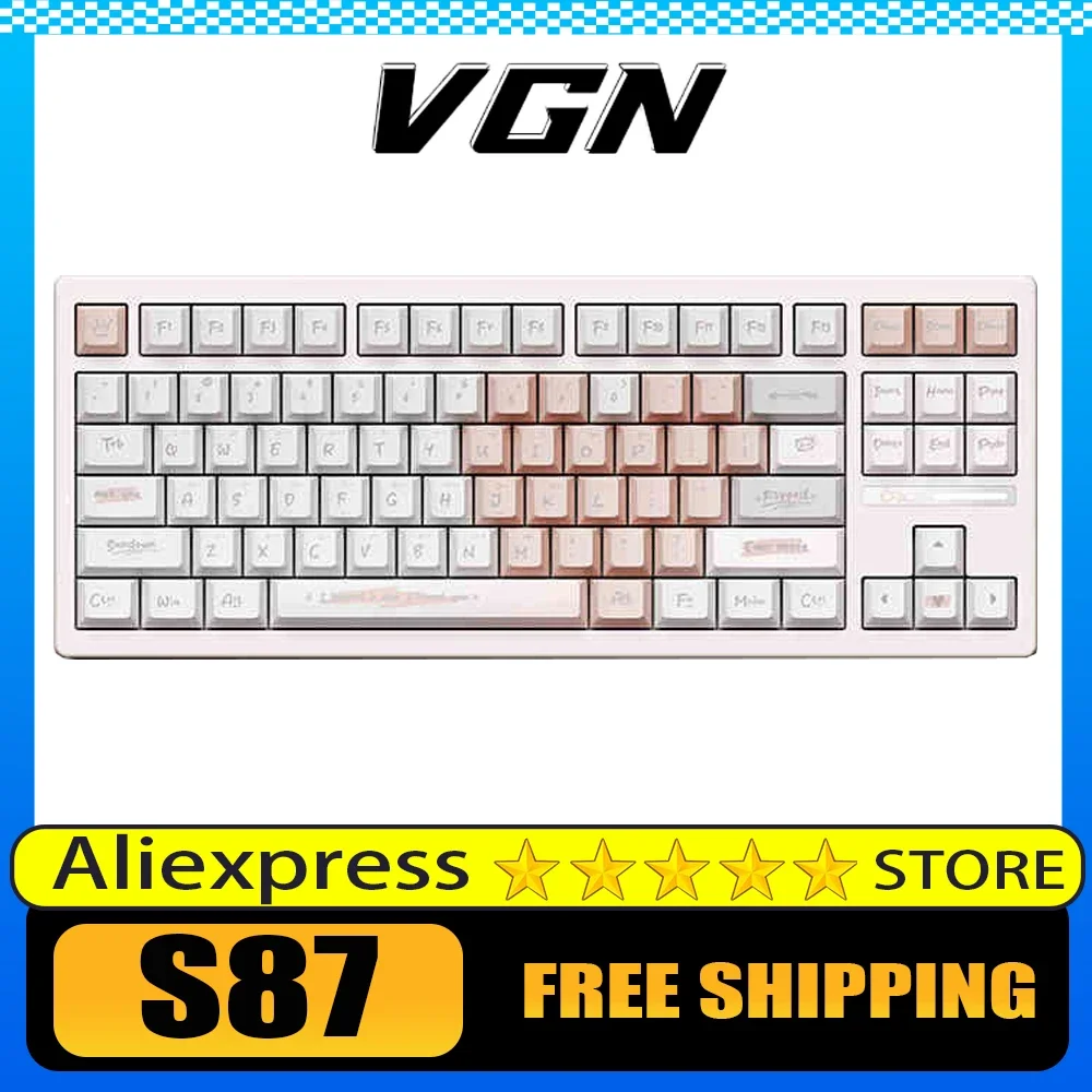 VGN S87 Mechanical Keyboard Bluetooth Three Mode Smartspeed 8000mAh Hot Swap E-Sports Gaming Keyboard RGB PC Gamer Accessories