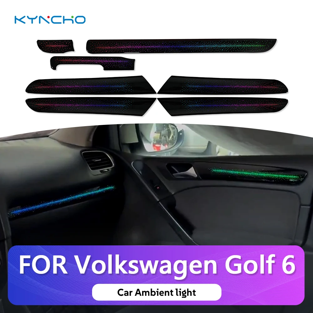 For Volkswagen Golf 6 Symphony 64 Colors Car Ambient Light LED  Flowing Neon Smart Lighting Lamp Automotive Ambient Lighting