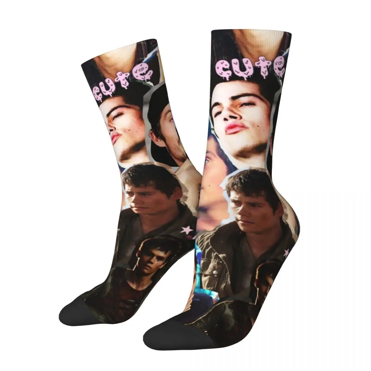 Happy Funny Male Men Socks Hip Hop Dylan O'Brien Collage Sock Sport Women's Stockings Spring Summer Autumn Winter