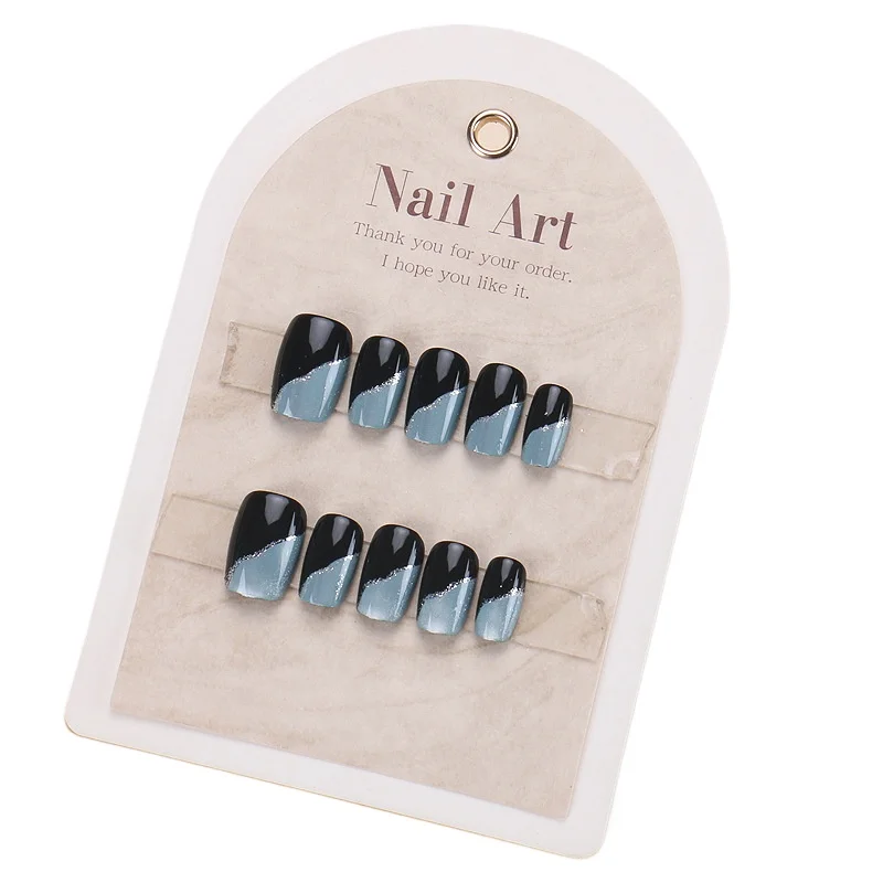

Wearing Nail Sea Blue Cat's Eye Advanced Sense Handmade Wearable Nail Art Removable Nail Sheet