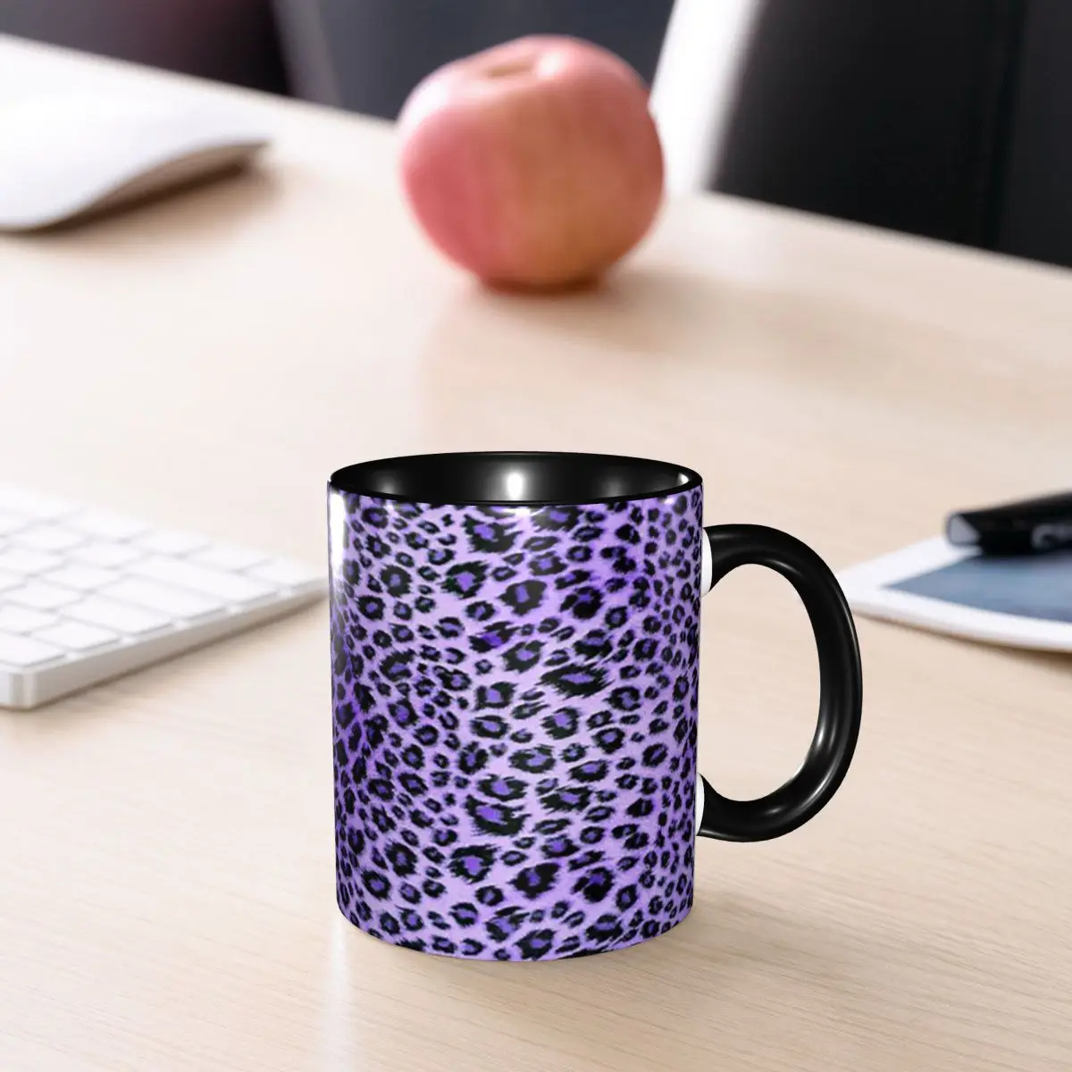 Purple Leopard Print Mug Funny Ceramic Coffee Cups Tea Mugs Milk Cup Drinkware Gifts for Friends