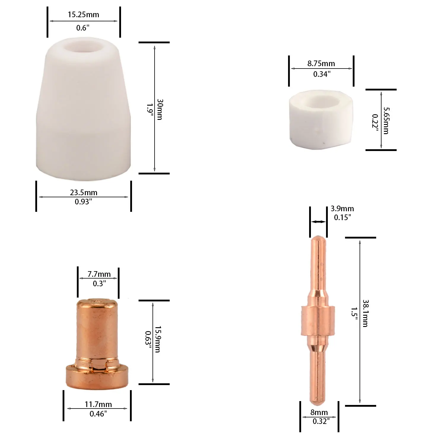 PT31 Plasma Cutter Tips Cup Electrode Extended Consumables Kit LG40  For PT-31 CUT40 HYC45D HYC50D CUT50 PLC50D HYC410 view 6