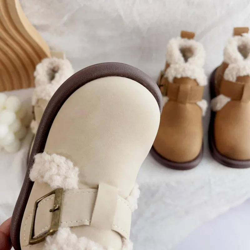 أحذية قطنية للفتيات شتاء 2025 جديدة مع إضافة أحذية مخملية كلاسيكية للأولاد أحذية قصيرة غير رسمية دافئة للأطفال أحذية الثلوج مقاس 22-33 #5