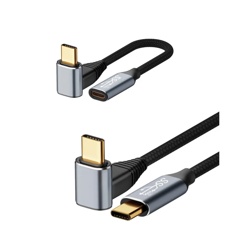 90 Degree USB Type C to USB Type C USB C Extension Cable Male to male /Male to Female Cable 100W Type-C PD Fast Charging Cord