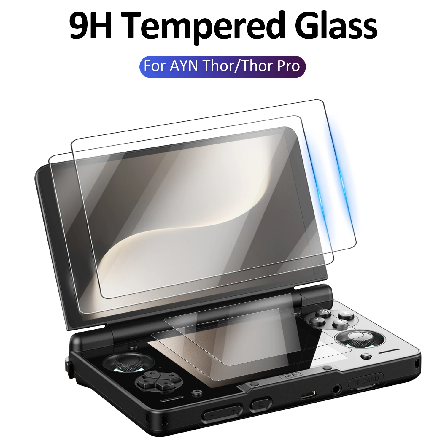 AYN Thor Pro デュアルスクリーンAndroidハンドヘルドゲーム機用9H強化ガラススクリーンプロテクターフィルム2枚セット