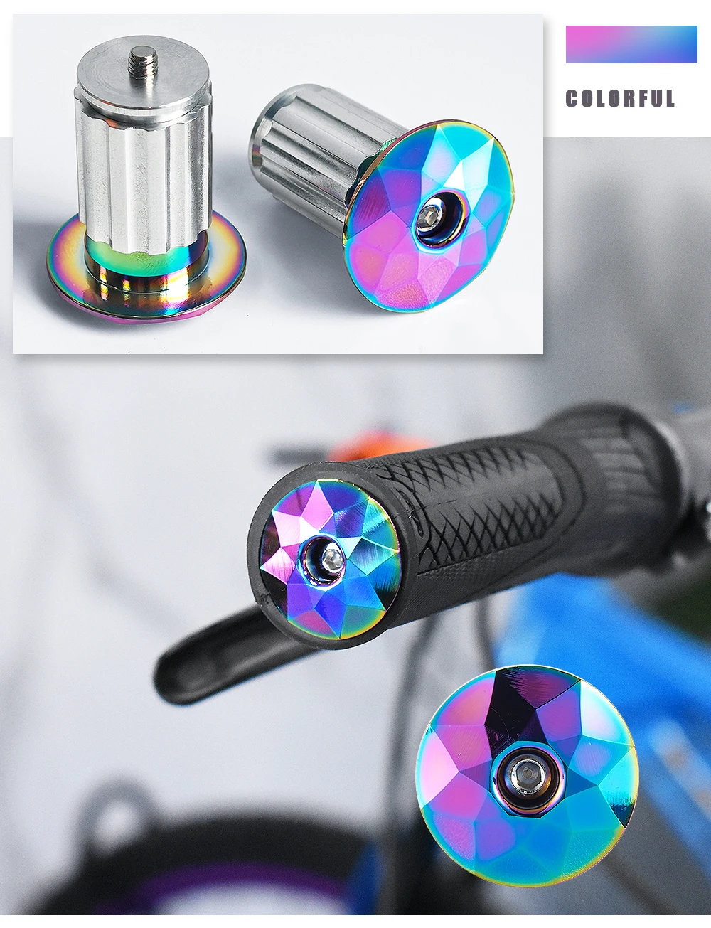 KRSEC1 Paar Mountainbike-Lenkerendstopfen aus Aluminiumlegierung, Lenkerendkappen für BMX, MTB, Fahrradgriffabdeckungen, Fahrradzubehör – Detail 6