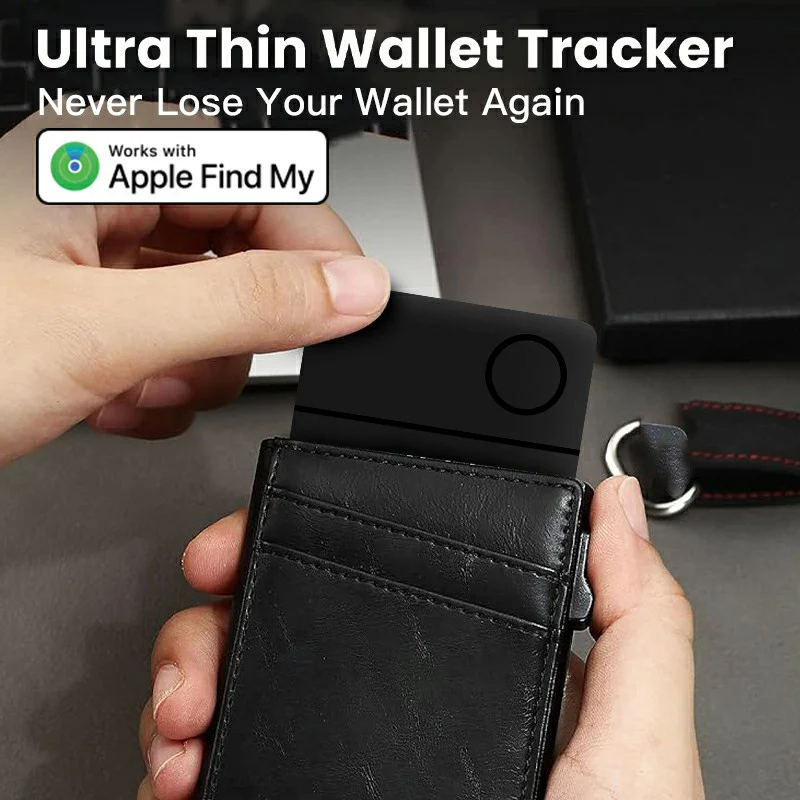 Wireless Rechargerable Smart Card Tracker Work with Apple Find My App Back Cover Icard Tag for Iphone Airtag ID Card Finder