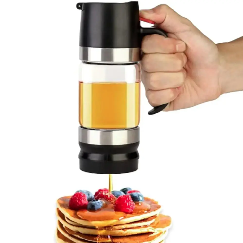 Durable 300 ML Glass Honey Dispenser Clear with Handle No Drip Honey Jar Press Type Sealed Honeys Bottle Tea