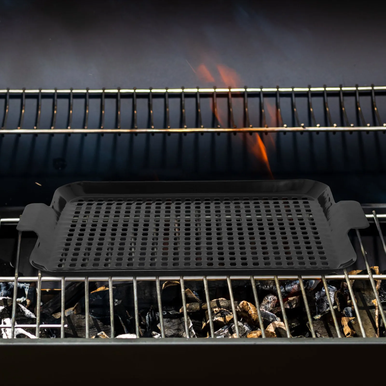 

2Pcs Perforated Grill Pans Nonstick Grilling Tray Rectangle Baking Sheet for Seafood Vegetable Meat Outdoor Bbq Accessories