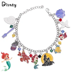 Disney The Little Mermaid Bracelet Luxury Silver Plated Ariel Ursula Pendant Metal Fashion Bracelet For Women Jewelry Gifts