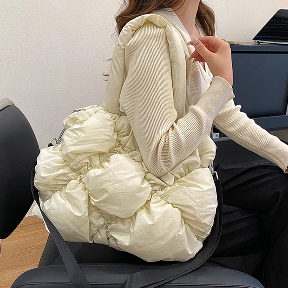 Overlarge Ruched Shoulder Bag Quilted Handbags Puffy Designer Bag Padded Crossbody Bags for Women Big Shopper Tote Lingge Purses