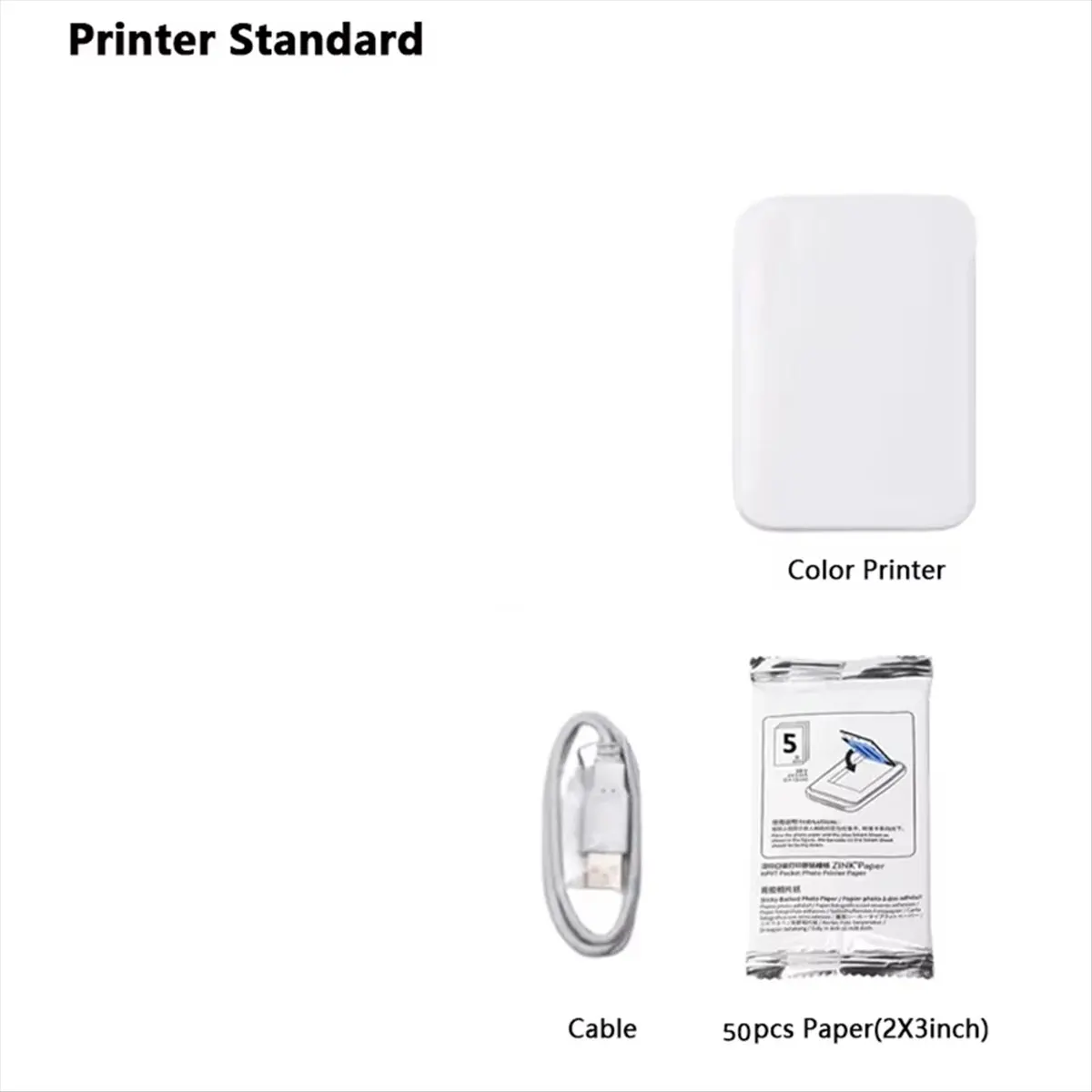 طابعة صور ملونة صغيرة محمولة تعمل بالبلوتوث صانع طباعة الجيب عالي الدقة مع 50 ورقة من ورق الطباعة للهدايا