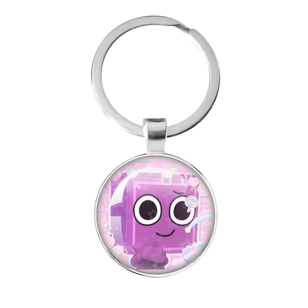 Cute Dandy's World Dandy World Horror Game Goob Pebble Funny Meme Glass Pendant Keychain Jewelry Charm Keyring