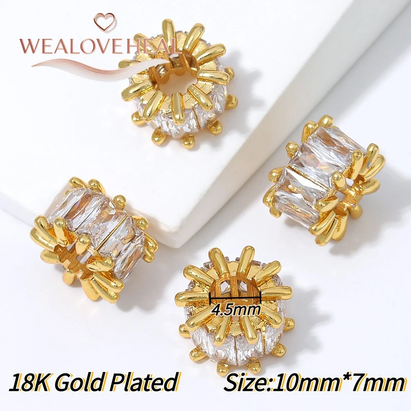 perlen für schmuckherstellung, schmuckherstellung zubehör, 18K vergoldete Messing-Hohlperlen, Olivenperlen-Abstandshalter, mit Zirkonia besetzte Trenner für Perlen, für DIY-Armband-Schmuckherstellungszubehör – Detail 32