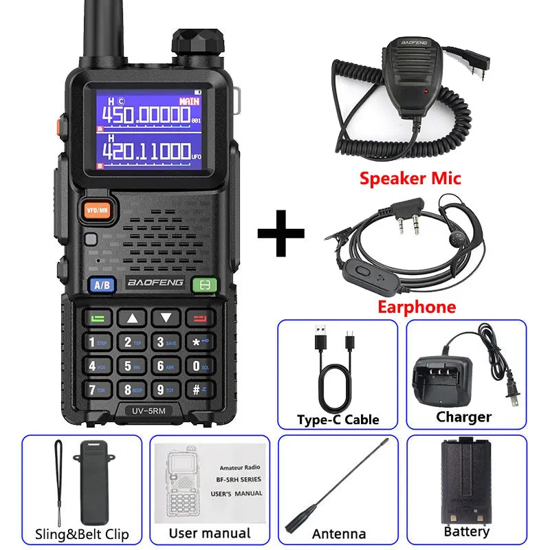 Baofeng UV-5RM Walkie Talkie Lange afstand Draadloze kopieerfrequentie Tweerichtingsradio Type-C Oplader Verbeterde UV 5R Volledige bandtransceiver