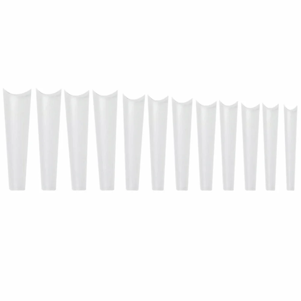

Coffin Shape Sandwich Nail Forms Ultra-Thin C Curve Nail Tips No-Trace Extra Long False Nails for Profional Use in Nail Salons