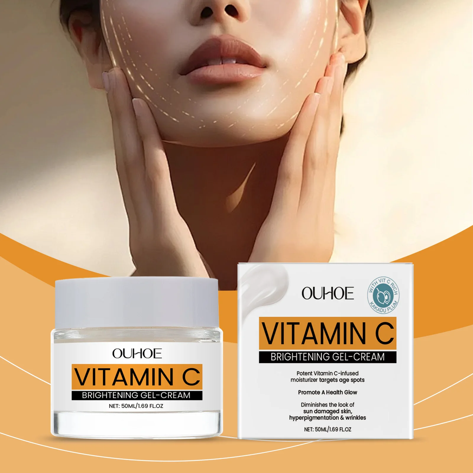 Vitamin C Facial Gel Cream - Gentle Nourishing, Brightening Hydrating, Smooth Care