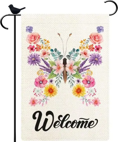 Spring Garden Flag 12.5 X 18 Inch Spring Summer Flower Burlap Small Ya