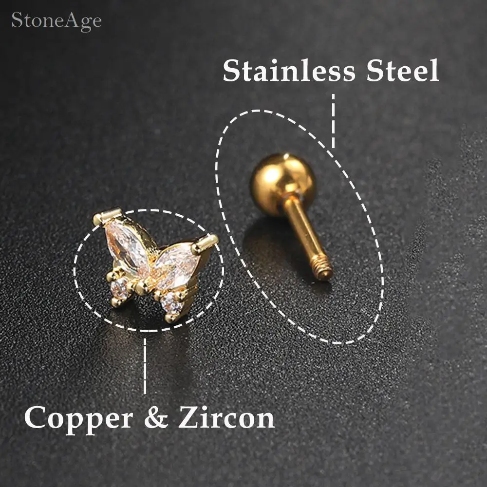 Y2k Ohrpiercing Helix Daith Snug Ohrringe für Frauen 1 Stück Zierlicher Knorpel Tragus Clicker Septum Ring mit Kette Damenschmuck – Detail 13