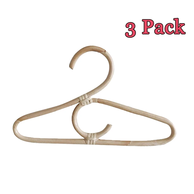 

3Pcs Rattan Clothes Hanger Style Kids Garments Organizer Rack Children Hanger Kids Room Decoration Hanger For Clothes