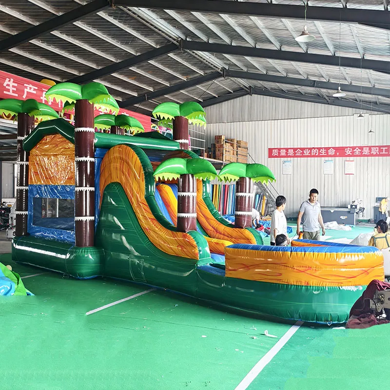 &Marble Green Inflatable Bounce Slide for Kids Eco-Friendly 300-500KG Capacity 7-10 Passengers