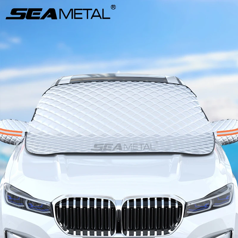 

SEAMETAL Magnetic Car Windshield Snow Covers Front Window Sunshade Protector Thickened Snow Shield Cover with Reflective Tape