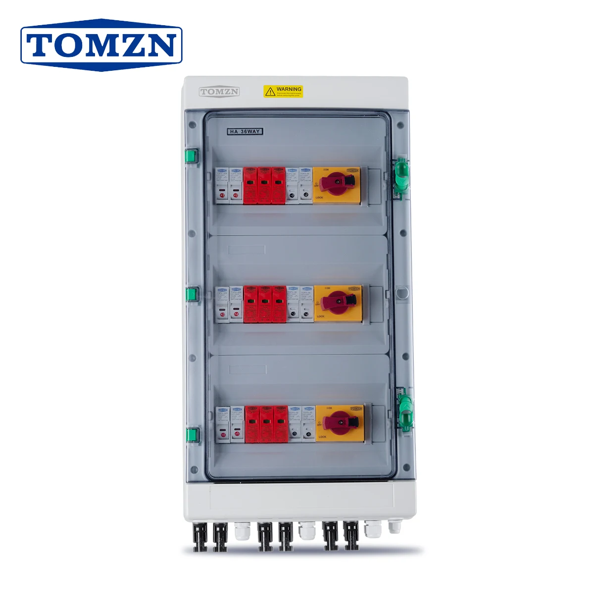 TOMZN Solar Photovoltaic PV Combiner Box With Lightning Protection 6 input 3 output DC 1200V Fuse MCB SPD Waterproof IP65 36ways
