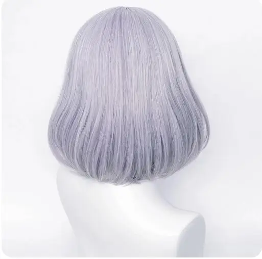 Genshin Impact Noelle Wig Short Synthetic Straight Light Purple Game Anime Hair Heat Resistant Wig for Party