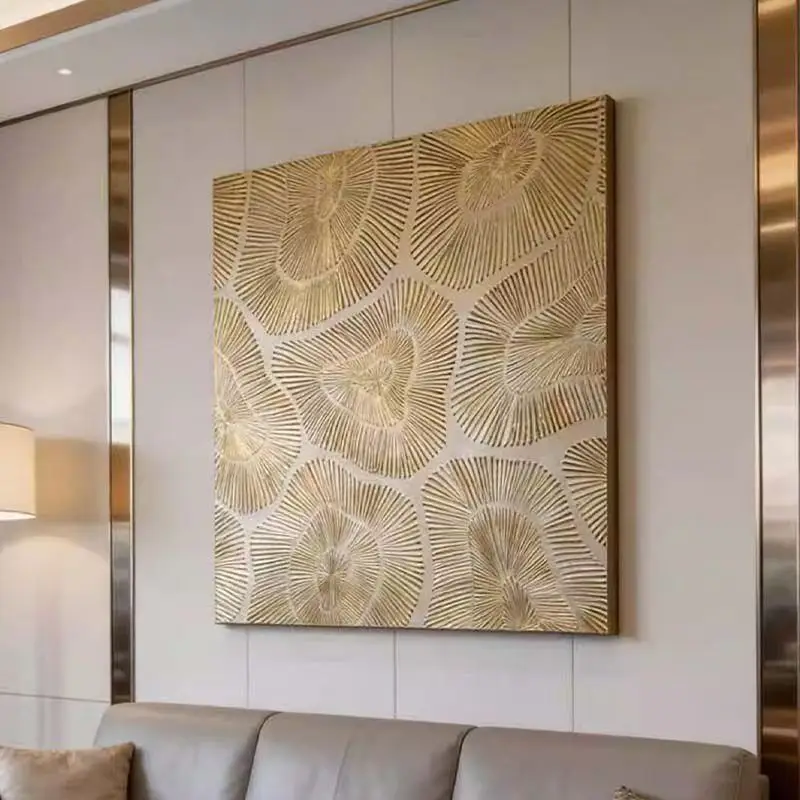 mc-100X70CM Luxury Golden Textured Modern Minimalist Wall Art Handmade Oil Painting Canvas Hanging Painting^
