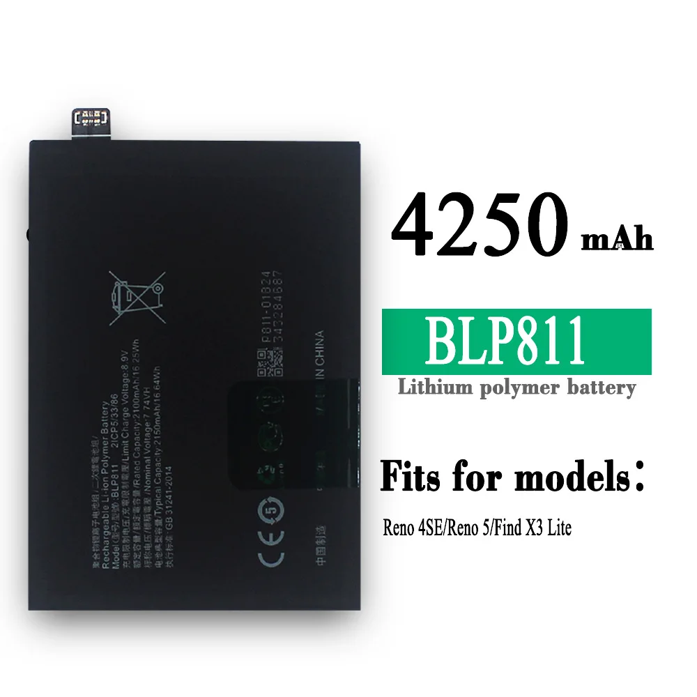 

New Compatible For OPPO Reno 4SE Reno 5 Find X3 Lite BLP811 4250mAh Phone Battery High Quality Lithium Battery