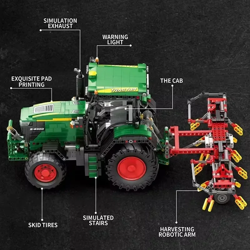 Serie tecnica blocchi di costruzione per trattori agricoli APP ad alta tecnologia telecomando ingegneria modello di auto mattoni giocattoli per bambini