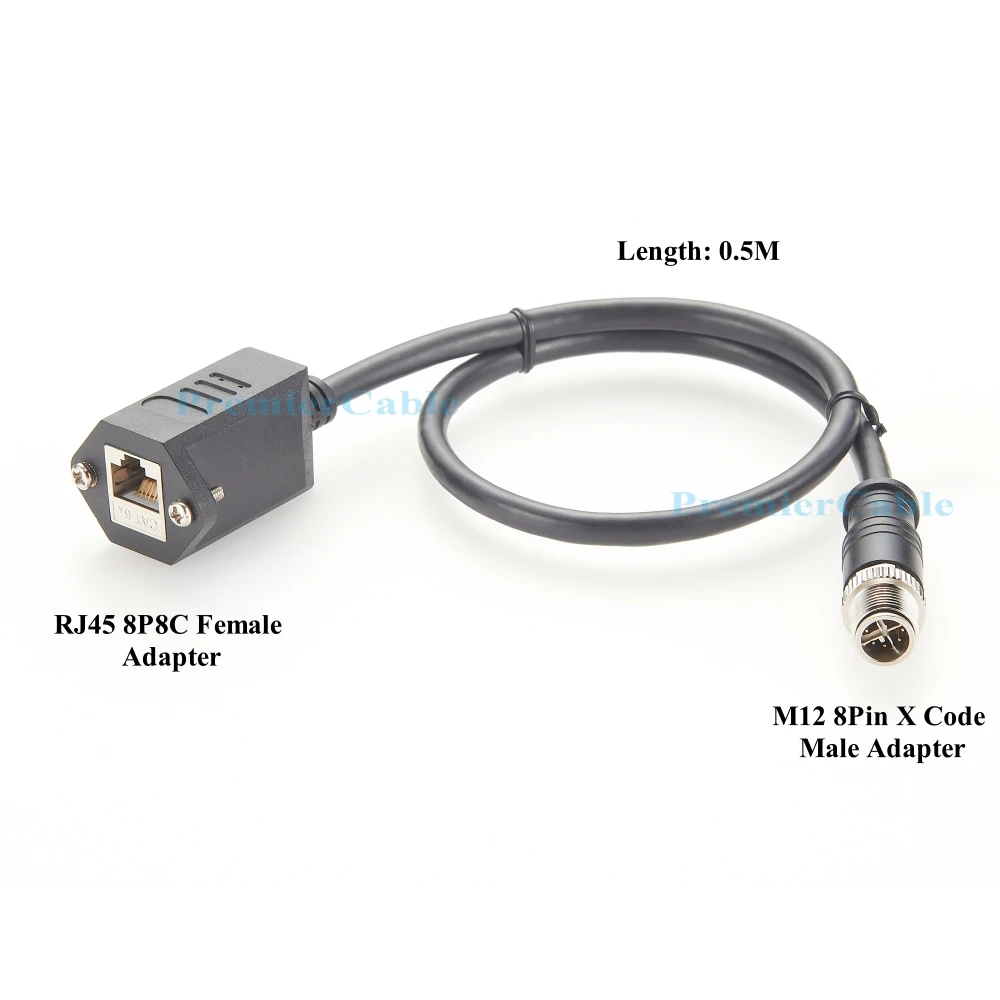 RJ45 Ethernet Cat6A 10G to M12 8Pin X Code Male TRG625-T6T Double Shielded SFTP Outdoor High Flex Cable T911869ACC TRG625-C6B