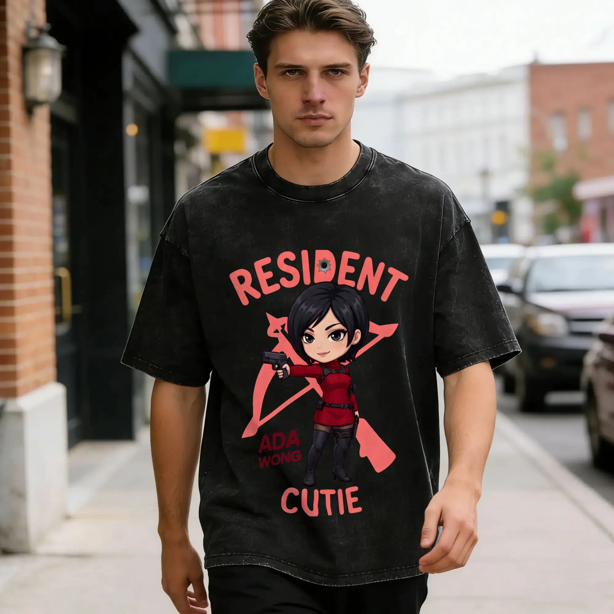 Ada Wong Red Dress T Shirt Residents Evil Fashion T-Shirts Short Sleeves Y2K Basic Tops Beach Cotton Crew Neck Oversize Tees