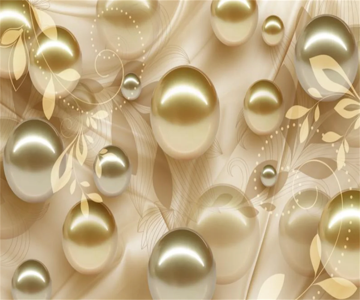 Customized Size Wallpaper Pearl Flower Metal Ball Mural 3D Relief Flower Decorative Painting Tapestry Flower 3d Wallpaper murals