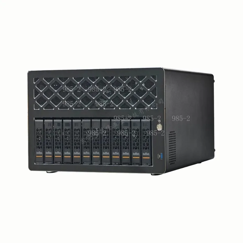 12-Bay Hot Swap NAS Server Chassis, Supports ATX Motherboard, Low-Profile PCIe Slot, Small 1U Power Supply