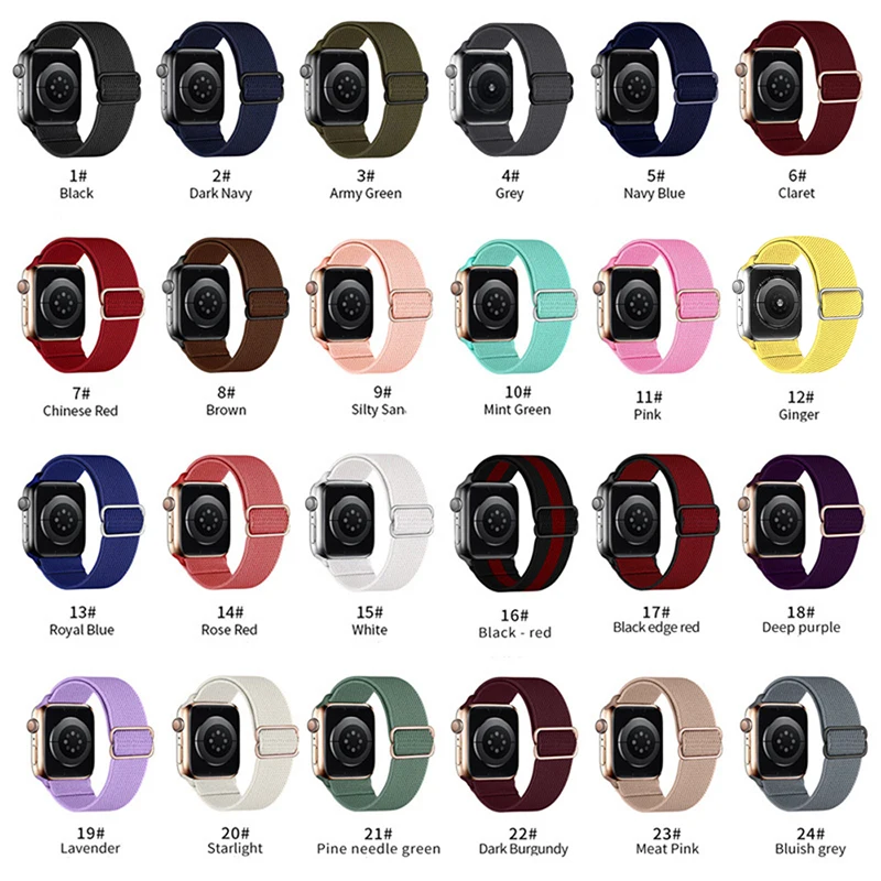 Strap for Apple Watch 44mm 40mm 45mm 41mm 42mm 38mm Braided Stretch Nylon Smart Watchband for Apple Watch Series 7 6 5 4 3 2 1