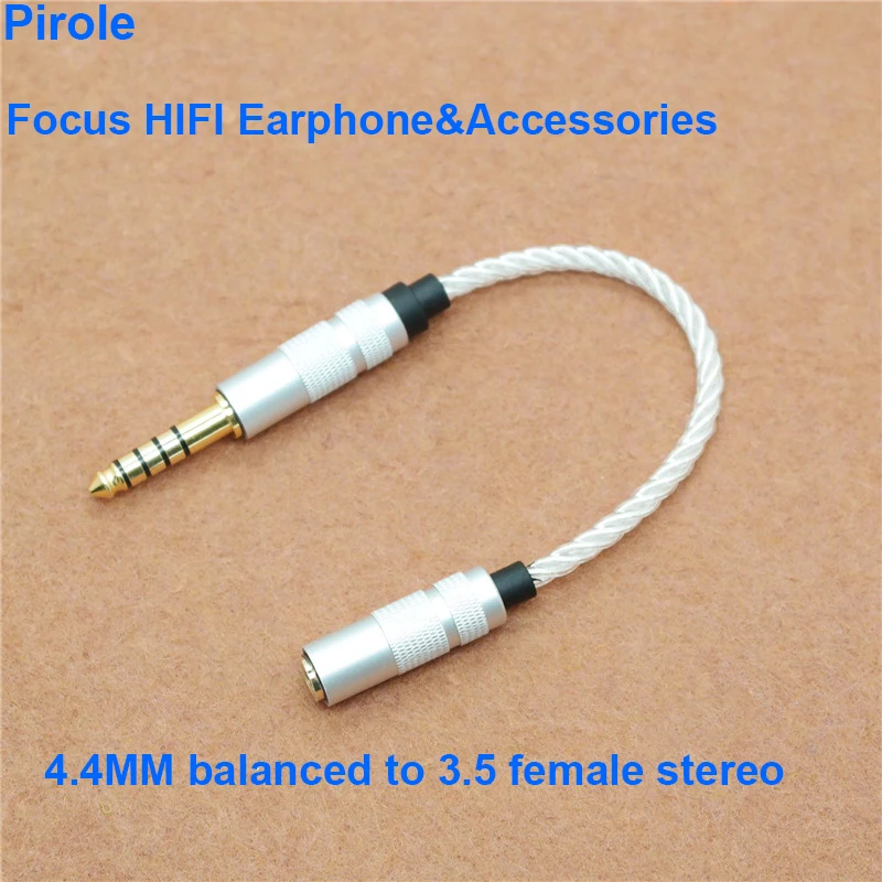 Silver plated core balanced adapter cable, 4.4 to 3.5 female audio adapter cable good sound quality adapter cable accessories