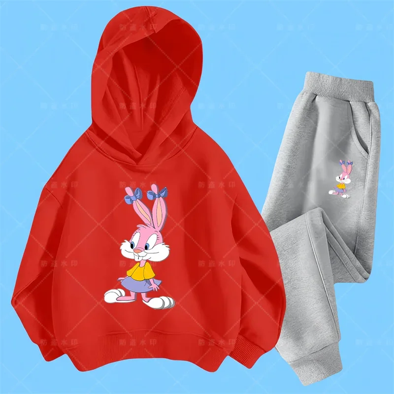 2024 autumn Bugs Bunny Sweatshirt Boy Sweatshirt girls Bugs Bunny Sweatshirt Hoodies Pant 2Pcs Kids Tracksuits Children Clothing