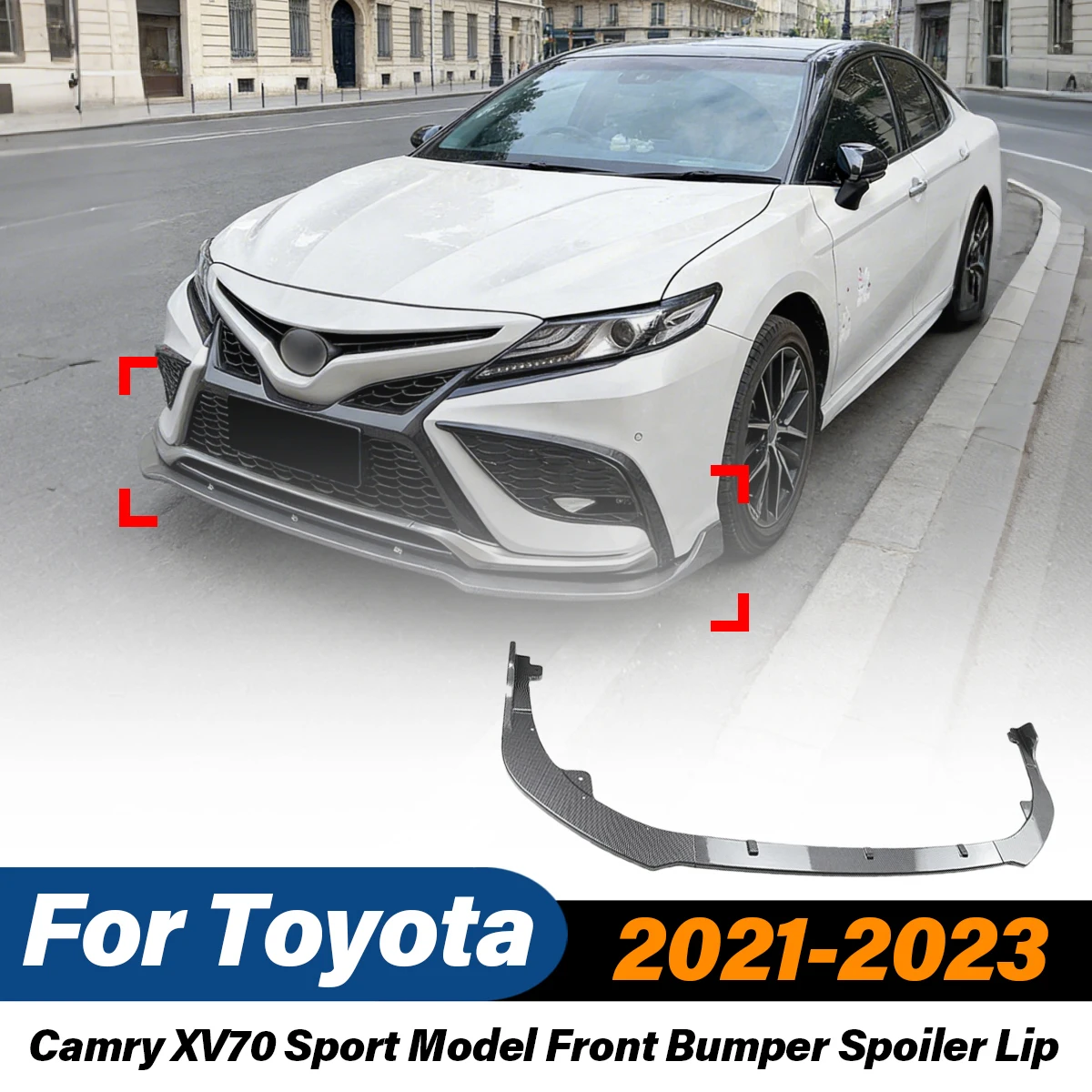 For Toyota Camry XV70 Sport Model 2021 2022 2023 Car Front Bumper Spoiler Lip Sports ABS Splitter Diffuser Body Modification Kit