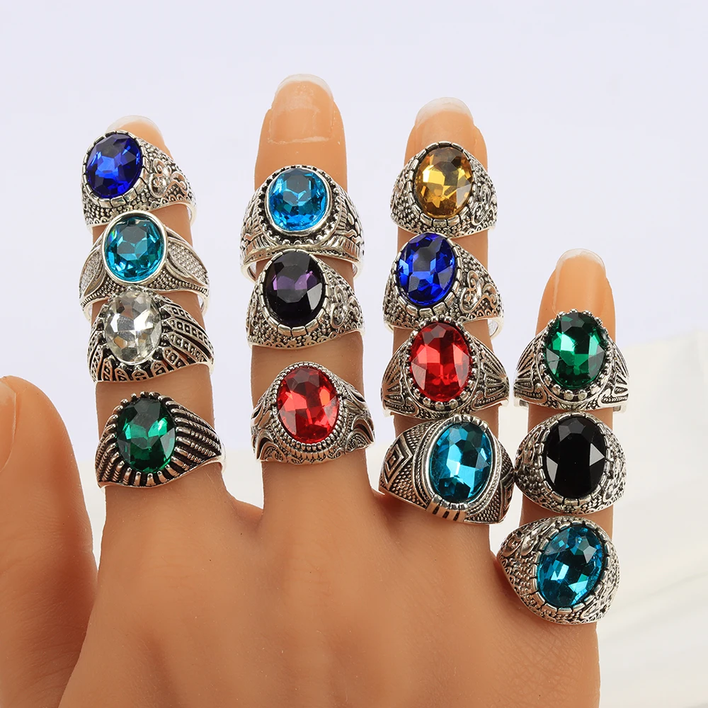 خاتم عتيق من حجر الكريستال الشفاف ، سبيكة ، مجوهرات حفلات الزفاف ، بيع بالجملة ، 40 ساحر