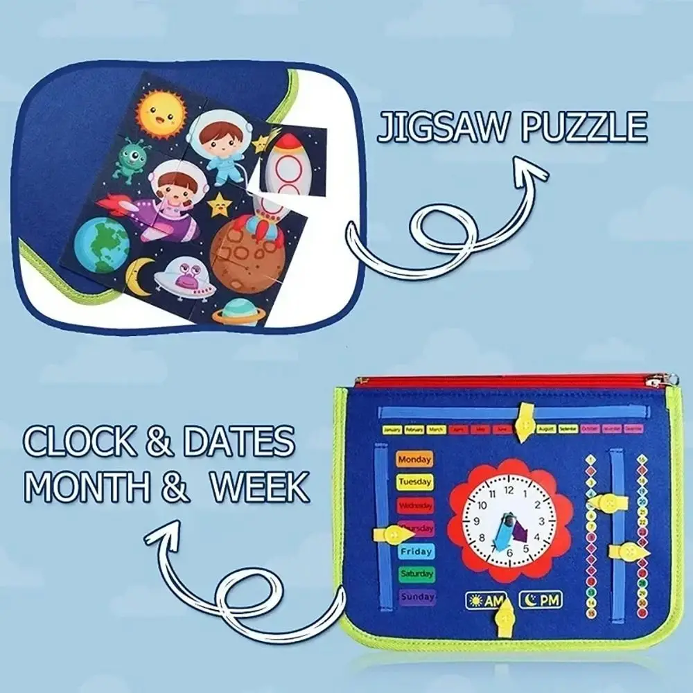 1Pcs Sensory Activity Learning Board Felt Developing Skills Board Busy Board Table Game Educational Recognition For Toddlers
