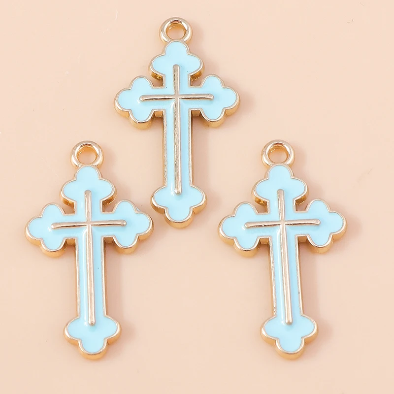 Duarte 20 Teile/los Nette Bunte Emaille Kreuz Charms Anhänger für Die Herstellung Von Ohrringen Halsketten Armbänder DIY Handwerk Schmuck Erkenntnisse – Detail 4