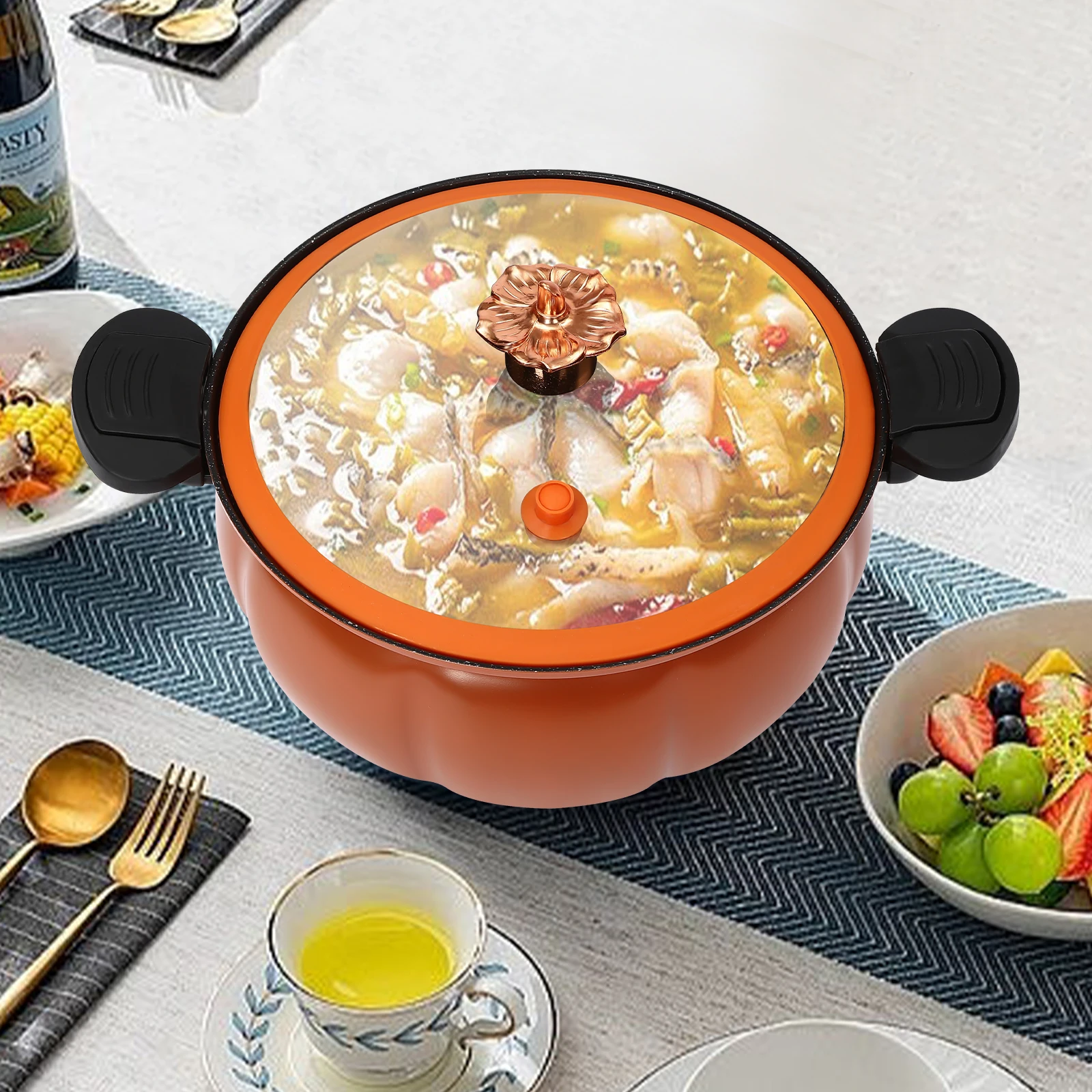 8L Orange Pumpkin Micro Pressure Pot New Home Type Soup Pot Multifunctional Non Stick Pot Gas Stove Universal Soup Pot