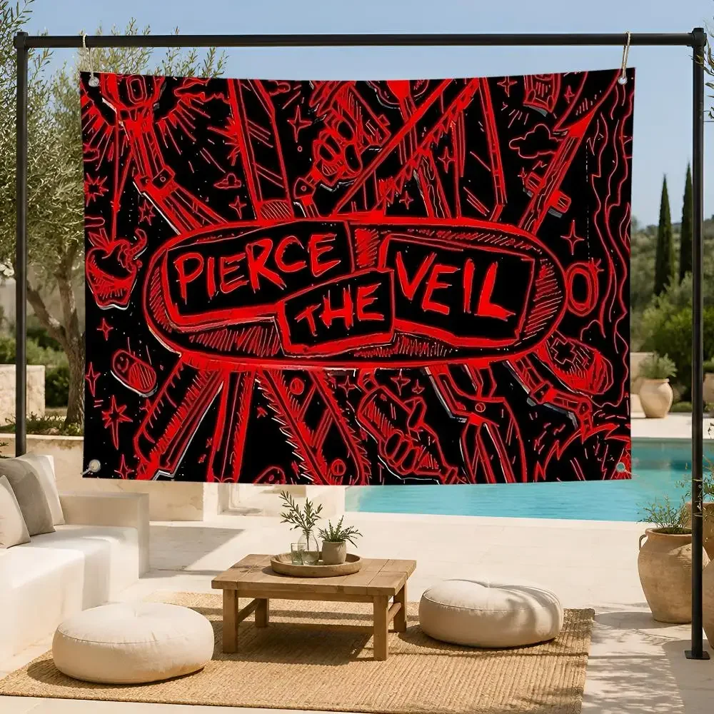 Rock Band P-Pierce the Veil Flags Fan support, home, dormitory, wall decoration, outdoor camping, party banners, gifts