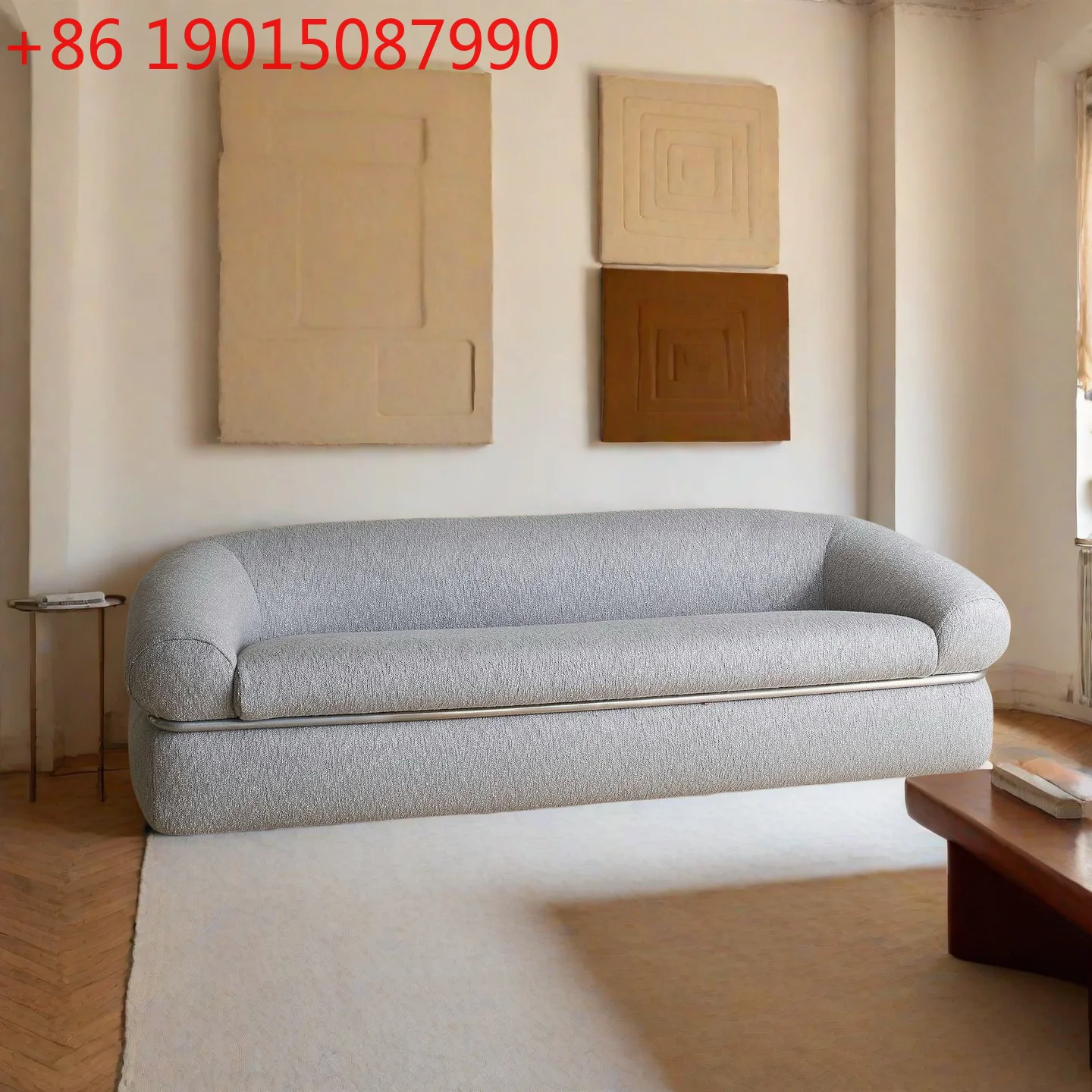 

Italian Designer Bauhaus Minimalist Light Retro Light Grey Cloth Sofa with Sponge Filling for Three Seat Apartment & Mall Use