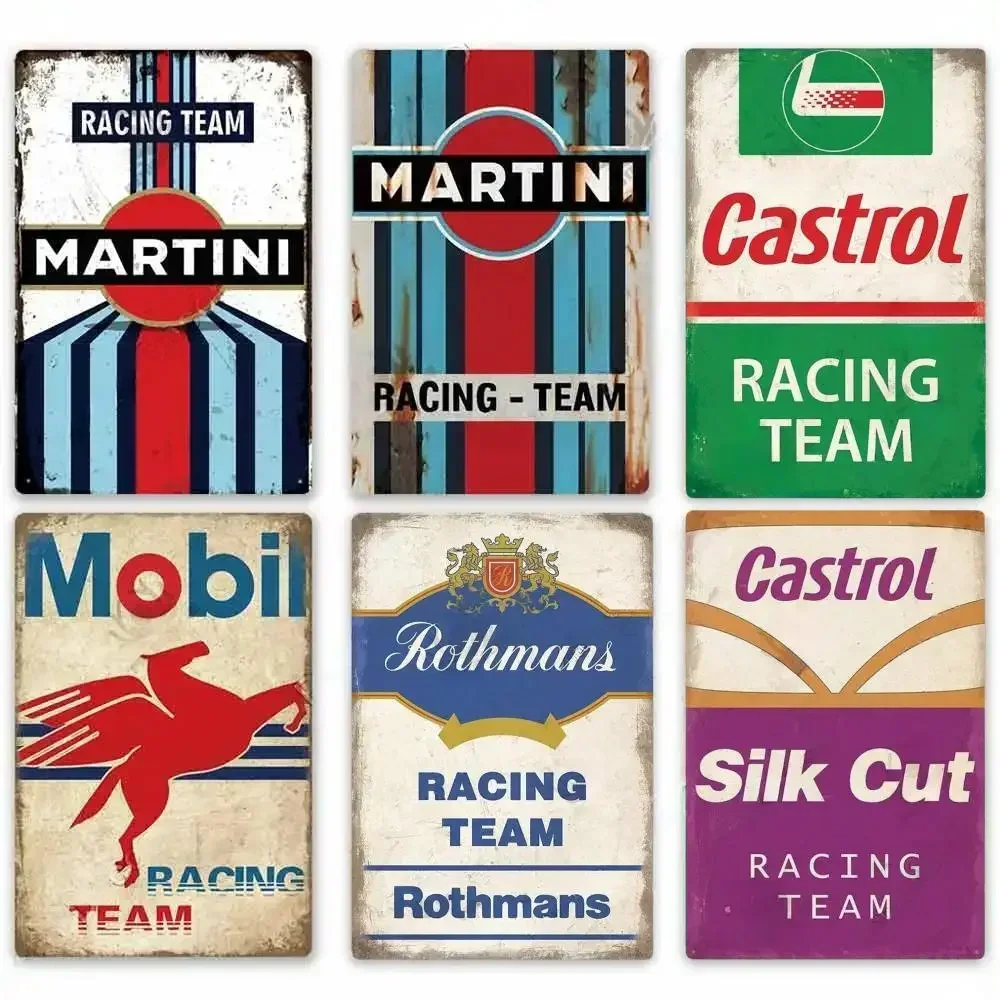 Retro Racing Team Metal Sign Decor For Garage Club Bar Man Cave Farmhouse Wall Decor