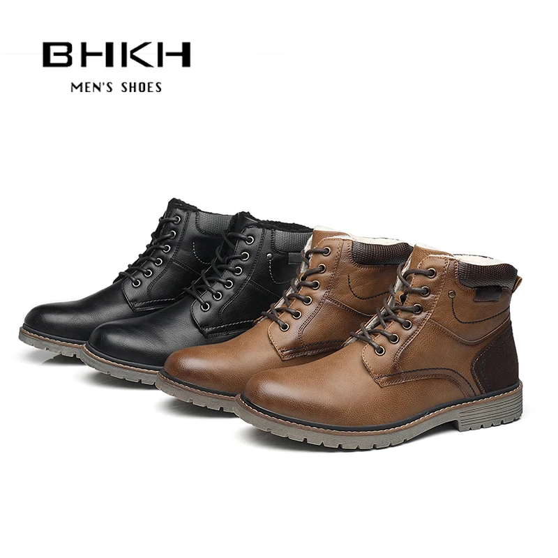 BHKH Retro Style Ankle Boots 2022 Winter Lightweight Lace-up Ankle Boots Casual Formal Footwear Brand Man Shoes Zapatos